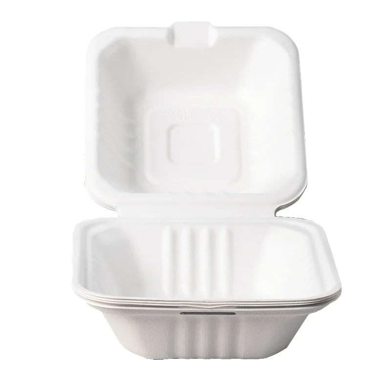 Buns Packing Disposable Lunch Box Burger Box Glycoside Sugar Cane Milk Bento Takeaway Box Biodegradable Food Container