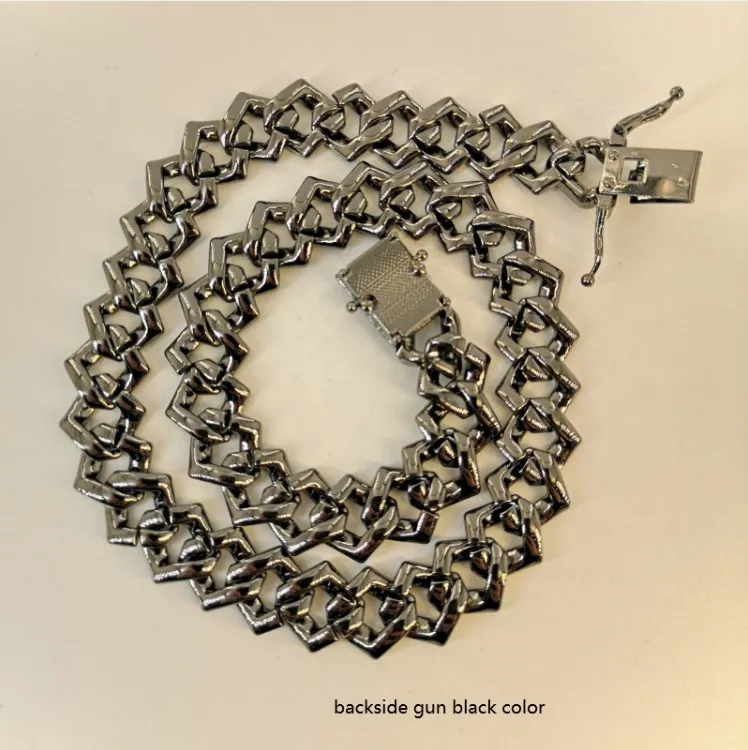 Iced out miami choker jewelry hip hop alloy full diamond 15mm width black cuban link chain necklace