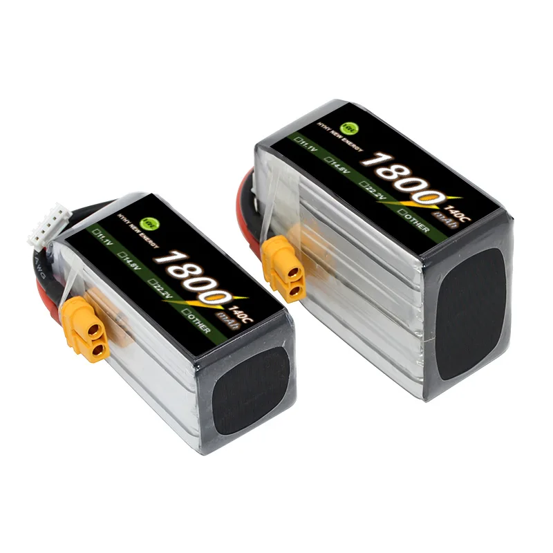 rechargeable grade A+ high discharge rate 120C 11.1V 14.8V 22.2V 1800mAh fpv racing drone OEM lithium ion polymer lipo battery