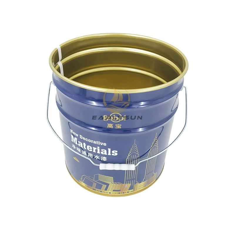 Good quality tinplate 20L paint pail 5 gallon metal bucket with lug cover lid