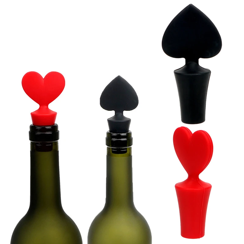 Cute Silicone Poker Shaped Leak-Free Wine Stoppers Wine Bottle Cork Stopper Plug Bar Tools for Wine & Beer