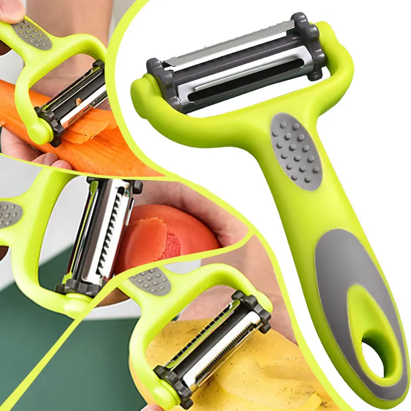 3 in 1 multifunctional stainless steel kitchen products dual blade julienne peeler and vegetable peeler