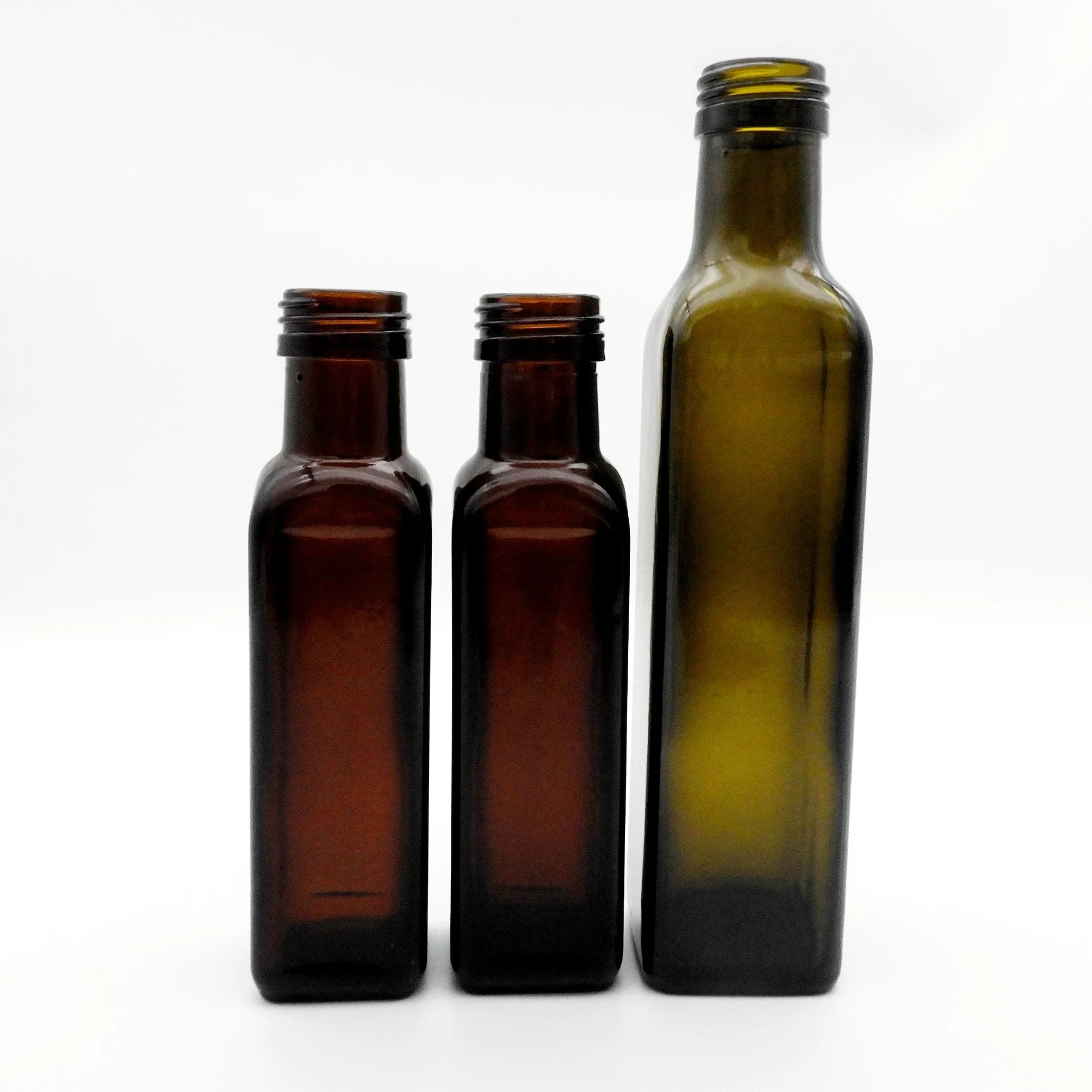 100ml 250ml 500ml 750ml 1000ml Glass Amber Olive Oil Bottles Round and Square Shape Cooking Oil Bottles