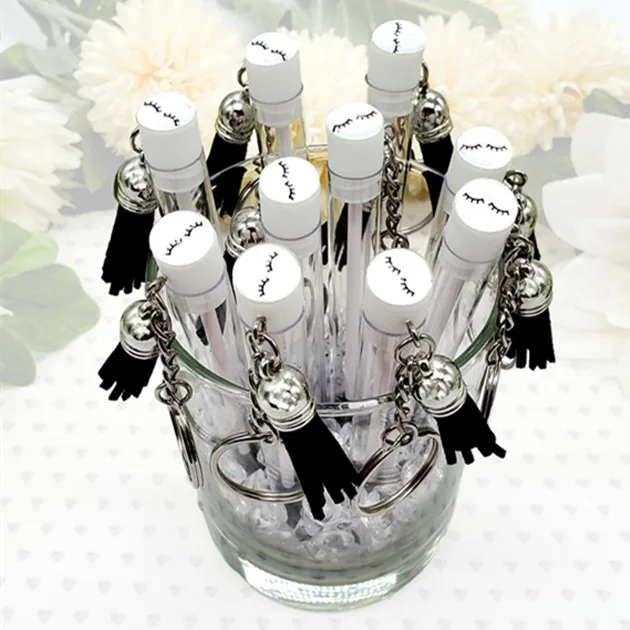 Hot sale pink white black lash brush tube jem spoolie in tube eyelash brush keychain