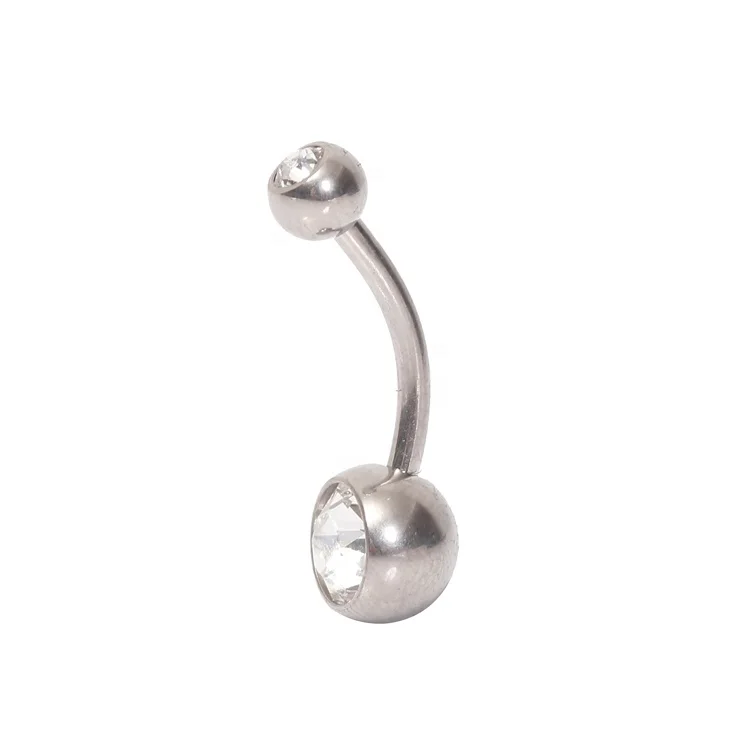 ASTM F136 Titanium Internally Threaded Double Gemmed Titanium Belly Piercing