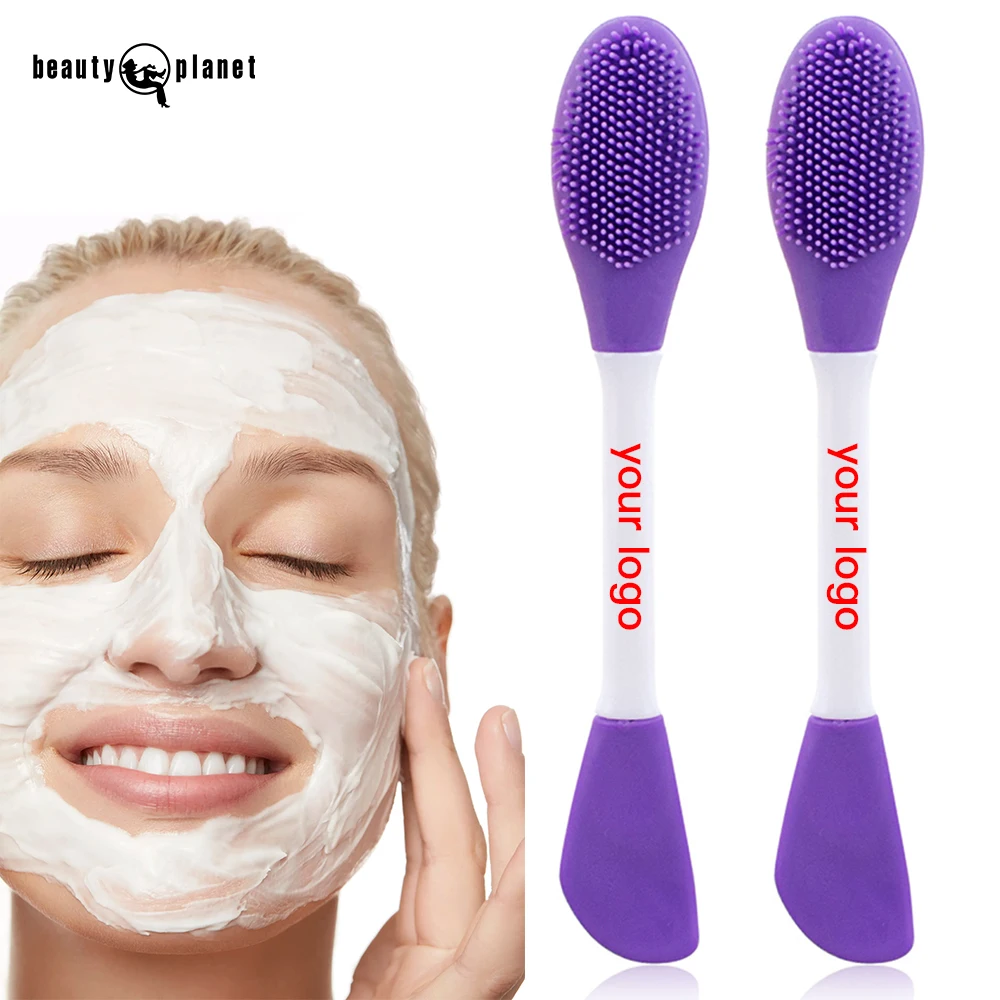 Beauty Planet Custom Face Silicone Brush for Facial Cleans Brush Eouble Ended Silicone Facial Cleansing Mask Clay Brush Spa Tool