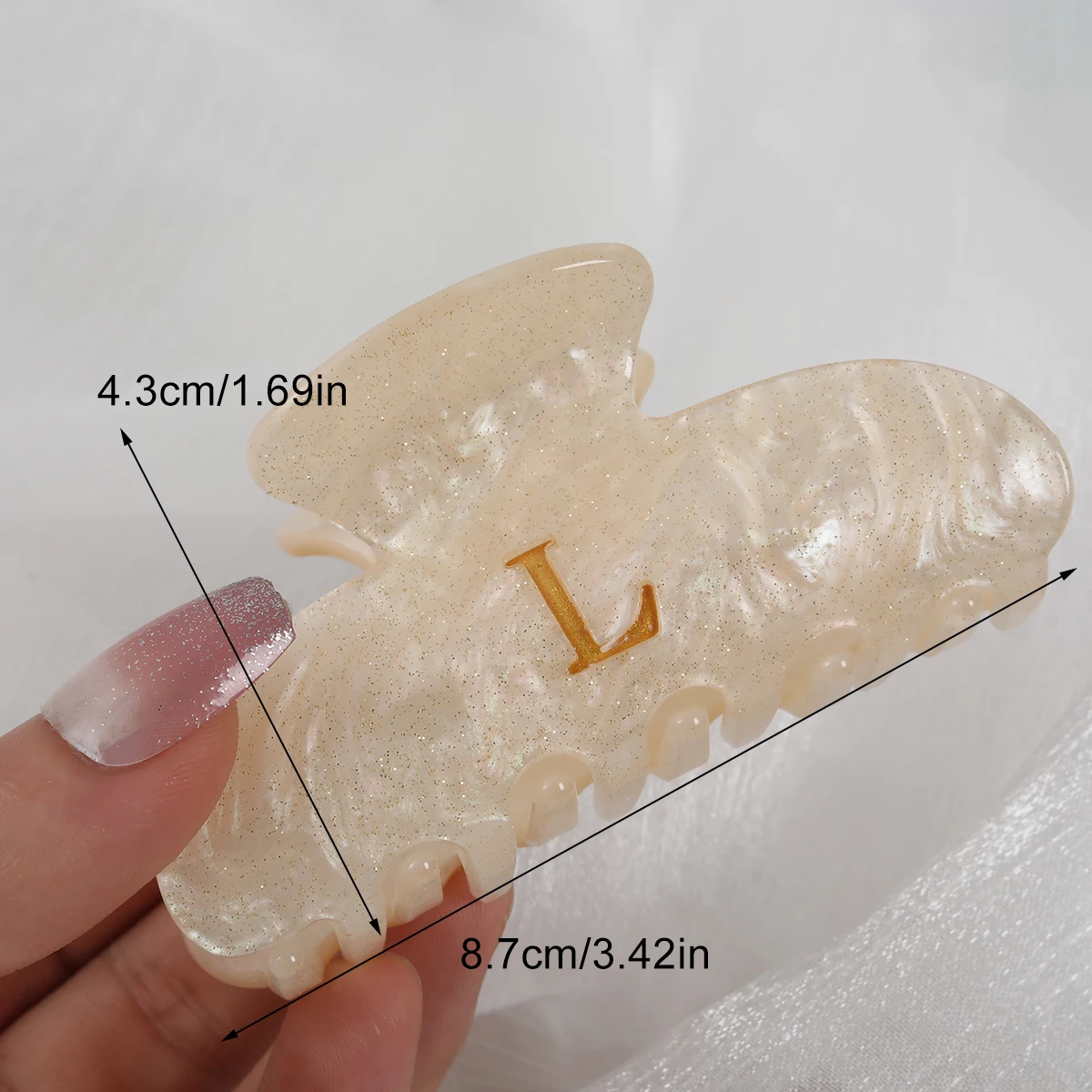 personalized custom initial names marble acrylic hair claw clips for girls