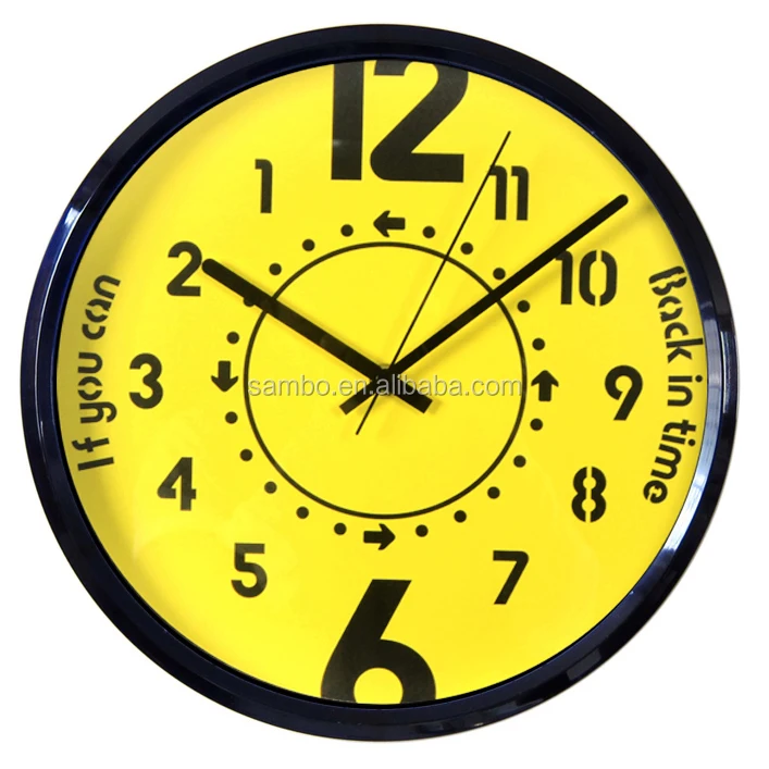 10 Inch Plastic Reverse Running Wall Clock