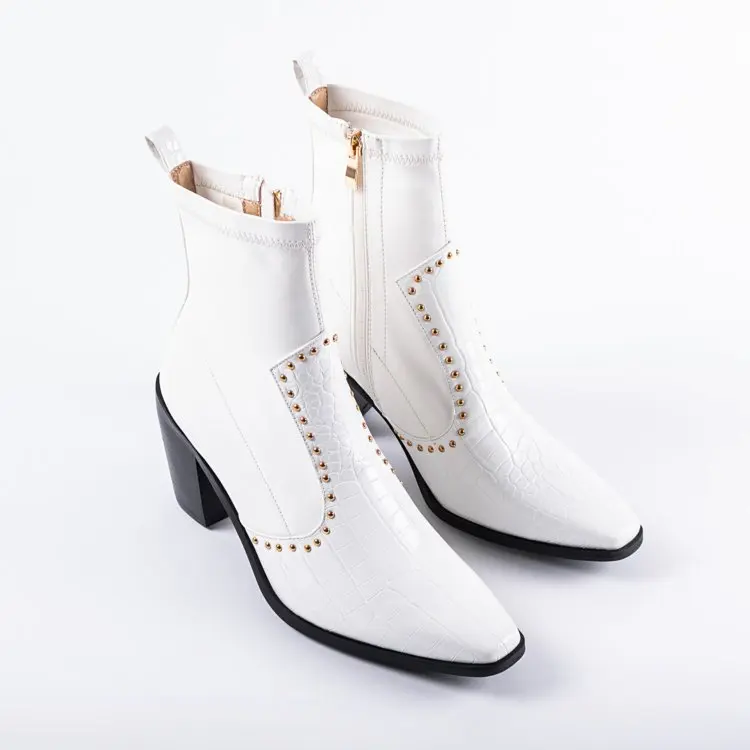 Motorcycle Western Cowboy Boots Women  Short Cossacks High Heels Cowgirl Booties Ankle botas Shoes
