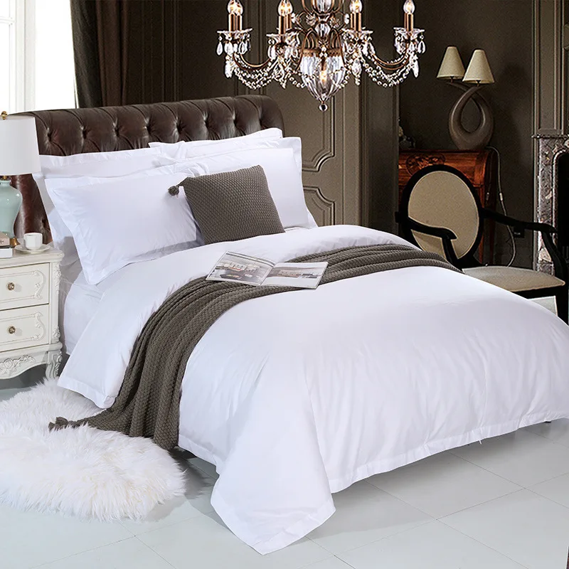 Customized Hotel Style 100% Australian Long Staple Cotton White 60*80S 400TC King Flat Sheet Duvet Cover Bed Sheets