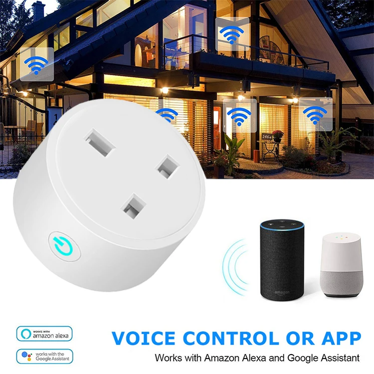 US UK EU Tuya Home Wifi Smart Electrical Plug with Socket Customized Logo Brand Wall Socket Amazon Alexa Google Plug