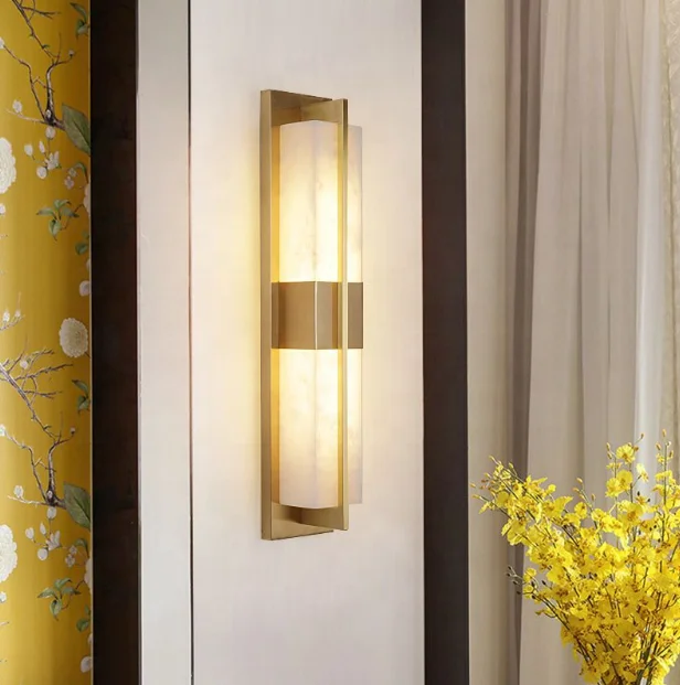 Hotel indoor decorative gold black  metal outdoor wall lamp modern led stone wall sconce light for corridor
