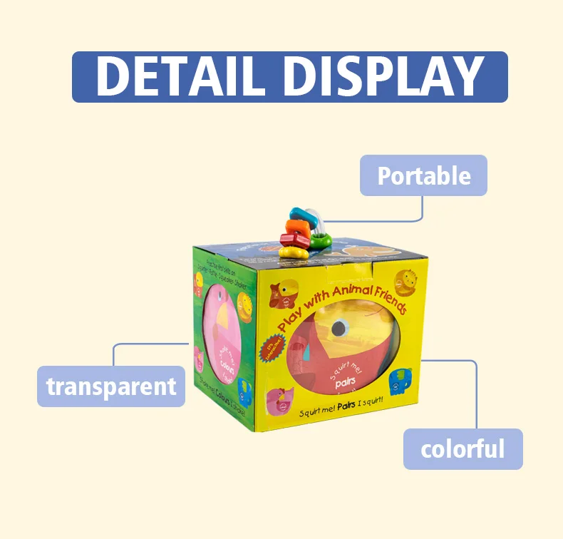 Baby Toddlers Bathing Waterproof Animals Pictures Bath Book Set With Box Packing