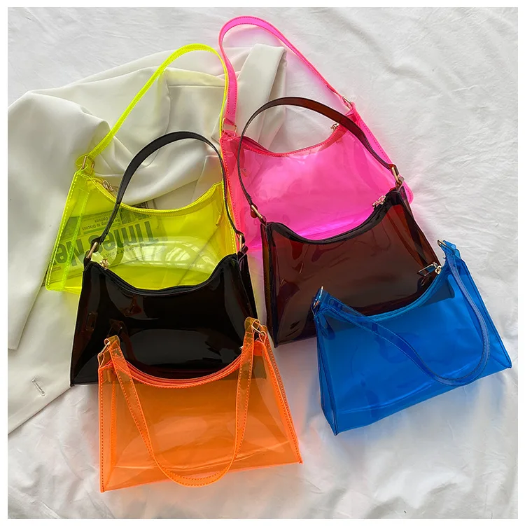 2021 waterproof snapshot women pvc hot pink basket beachkin clear beach crossbody transparent single shoulder handbag jelly bag