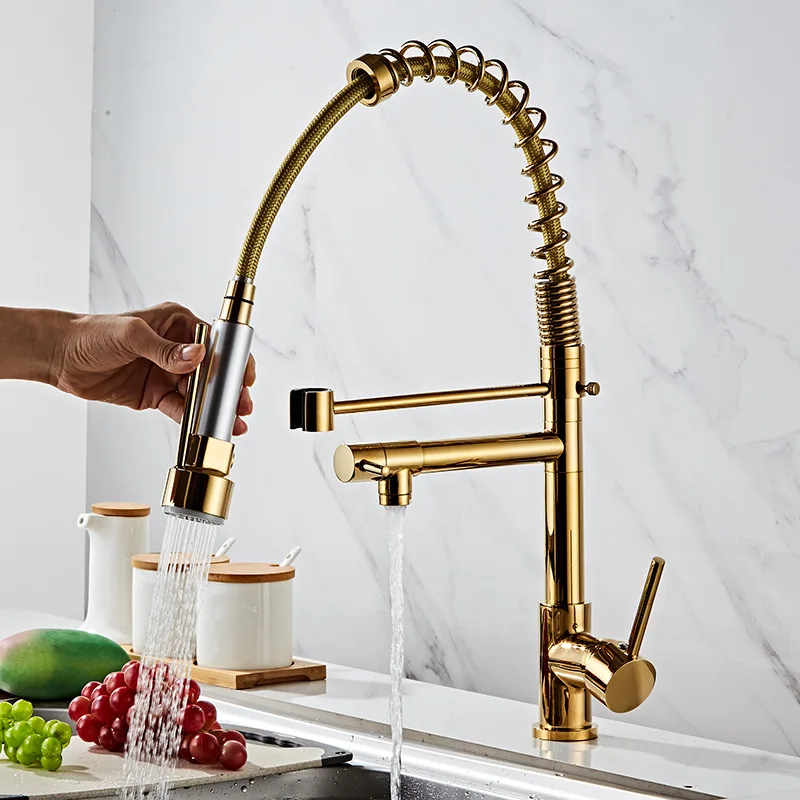 Gold Kitchen Faucet With Single Handle Pull Down Kitchen Faucet With Sprayer For Kitchen Sink Tap