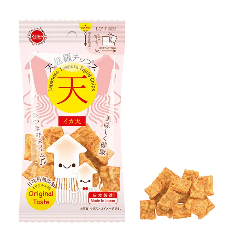 Japanese no sweeteners snack tempura squid chips dried seafood snack