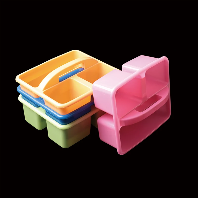 29652 Small size Durable plastic tote Small 3 Compartment School Art Caddy Assorted Plastic Caddy