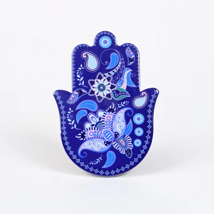 New Arrival Accept Customer Logo Safety Package Different Colors Hamsa Hand Home Decoration Wooden Craft