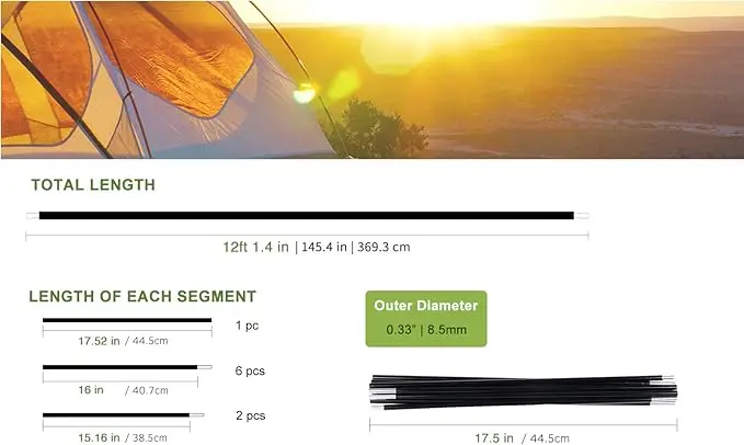 Black Pre-Assembled Aluminum Tent Pole 7001 T6 Heated Camping Tent Pole Replacement New Zealand Design and Technology