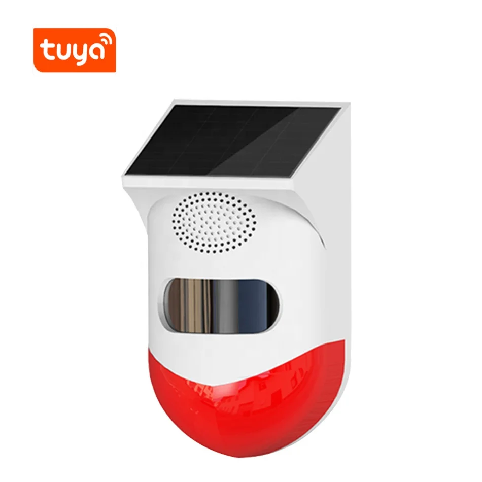 New Arrival Tuya Smart Solar Powered Motion Sensor Strobe Alarm Waterproof Alarm Sensor for Home outdoor security