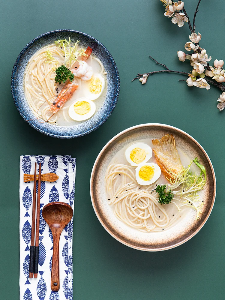 Керамическая японская миска для рамен в стиле Ins набор посуды Бамбуковая Шляпа бытовая супа