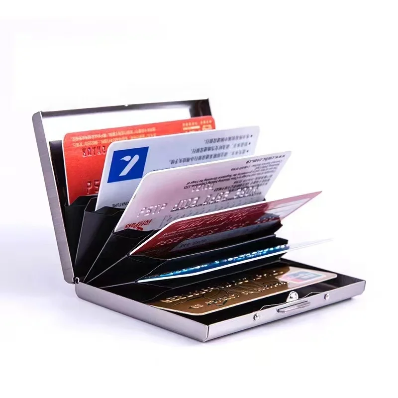 Fashion custom stainless steel card holder box id card holder credit card holder wallet