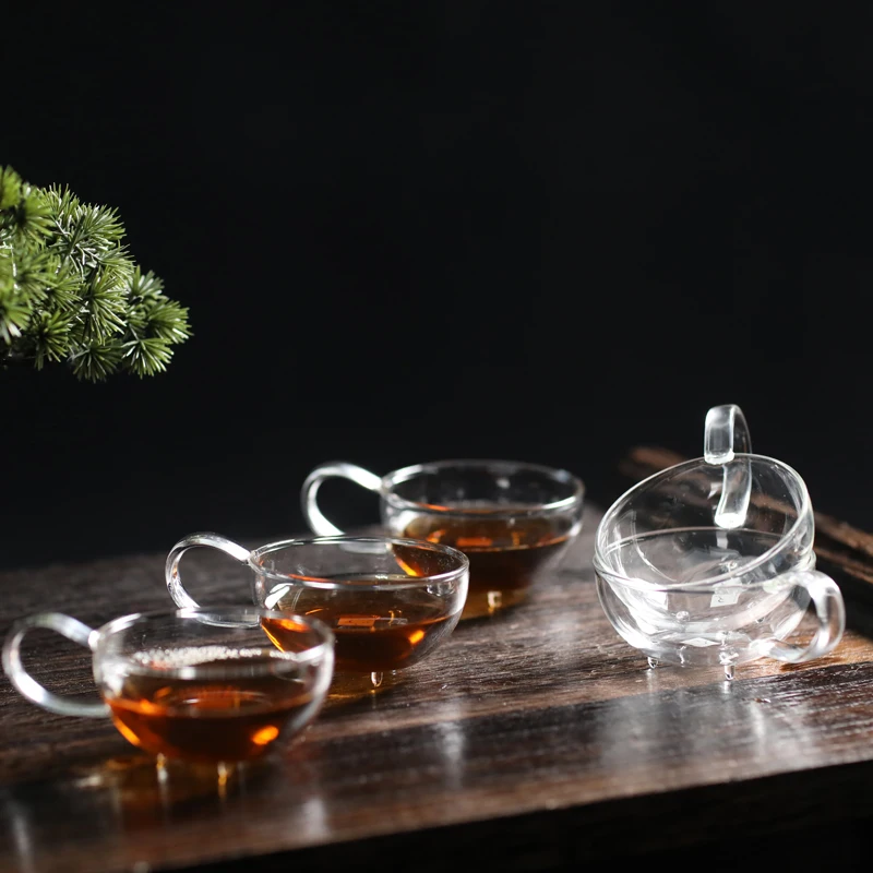 Three legged glass cups tea cup set OEM custom logo Chinese teacup high borosilicate glass drink cups