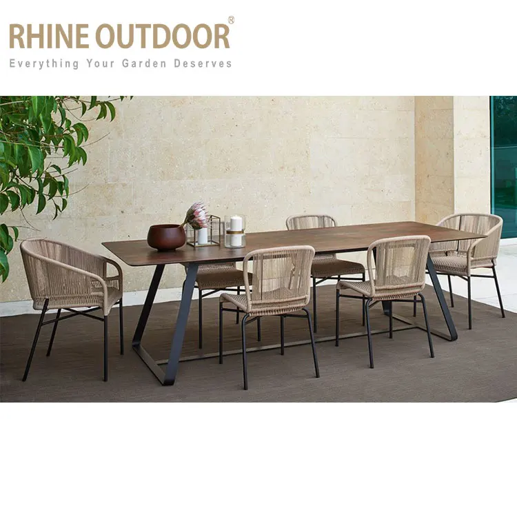 Garden Outdoor Patio Furniture Backyard Restaurant Rope Dining Table and chairs  for sale