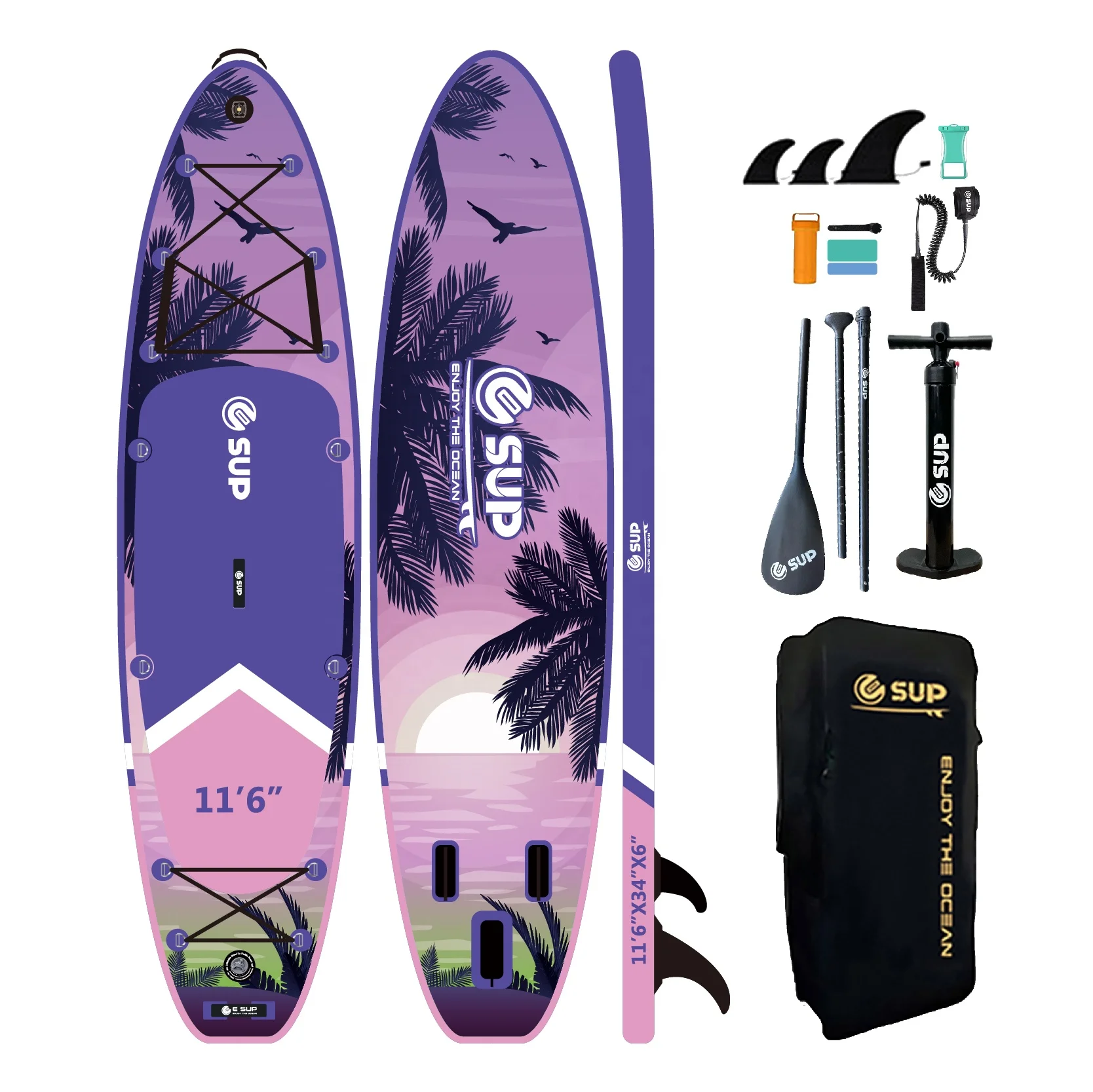 ESUP Multi Inflatable Paddle Board 11 Feet  6 Inch Stand up Paddle Board Inflatable  With Camera Mount Basic