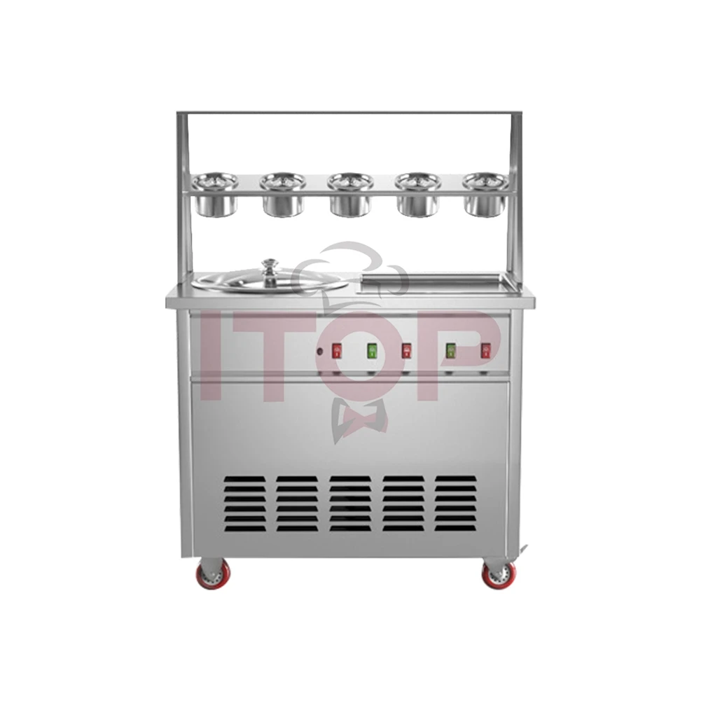 ITOP Round Pan Fried Ice Cream Machine/ Single Fried Ice Cream Roll Machine/ Thailand Fry Ice Cream Machine