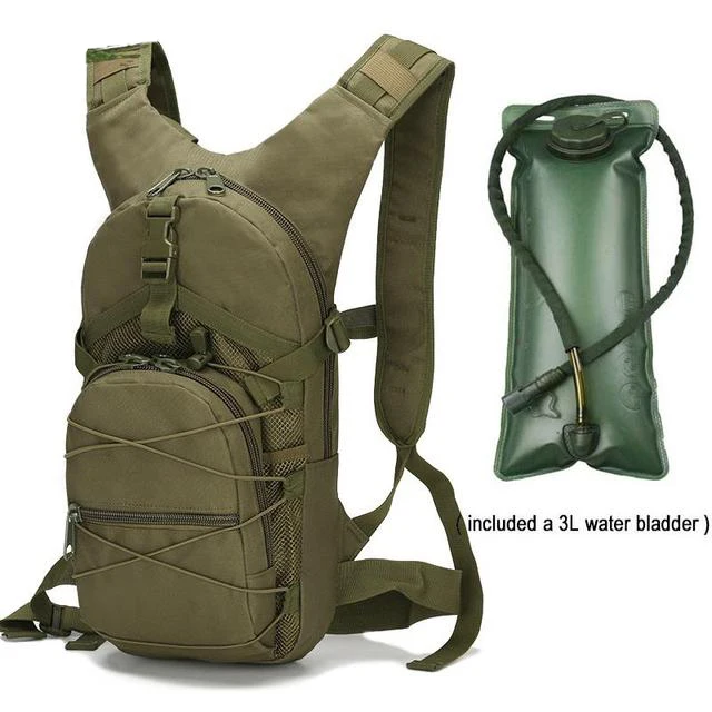 Patrol Olive Rucksack Bicycle Bike Bag Fits 3L Water Bladder Outdoor Cycling Bladder Tactical Mountaineering Hydration Backpack