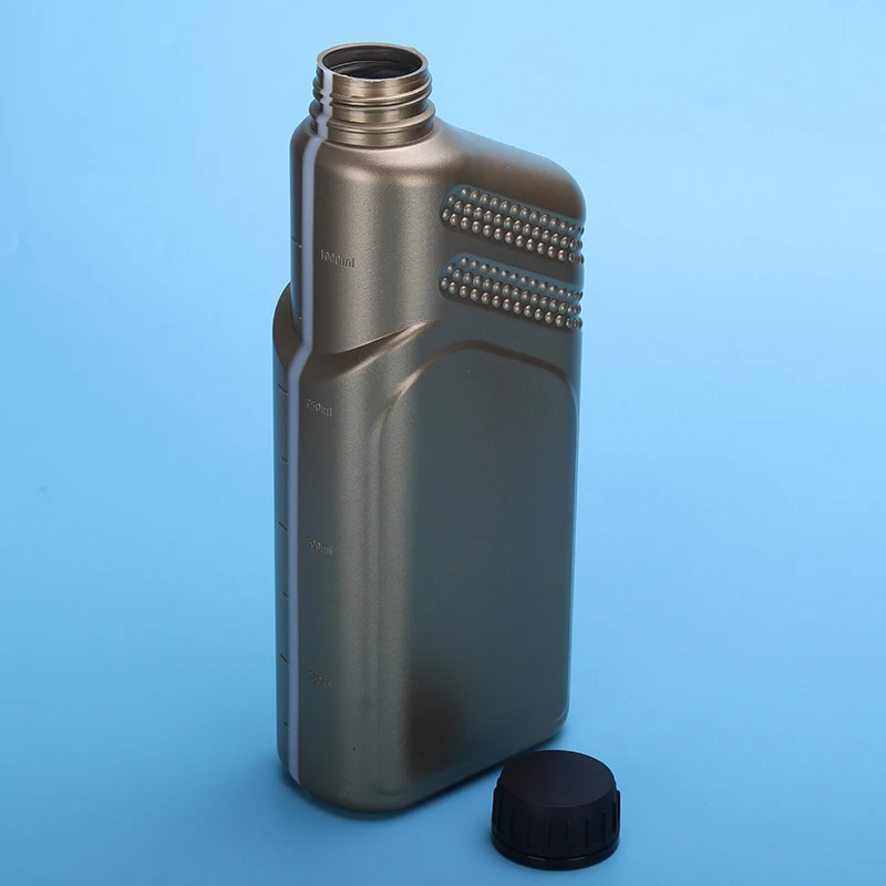 Wholesale PE Plastic Black 1000ml screw cap motorcycles gasoline engine oil plastic bottle