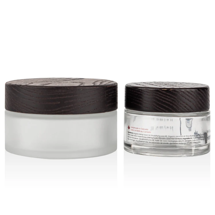 luxury 100g frosted glass bamboo jar night /day cream bamboo packing glass jars with bamboo wooden lids