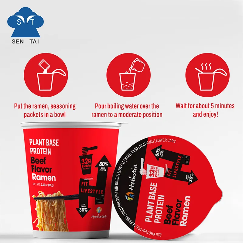 High Protein Keto Friendly Vegan Non-GMO Kosher Low Carb Plant-Based Noodles Beef Flavor Cup Noodles