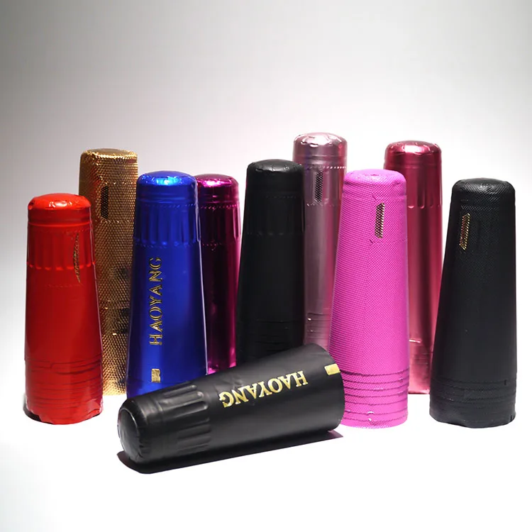Embossed aluminum foil cap for champagne bottle customized golden color aluminum foil wine capsule champagne foil capsules
