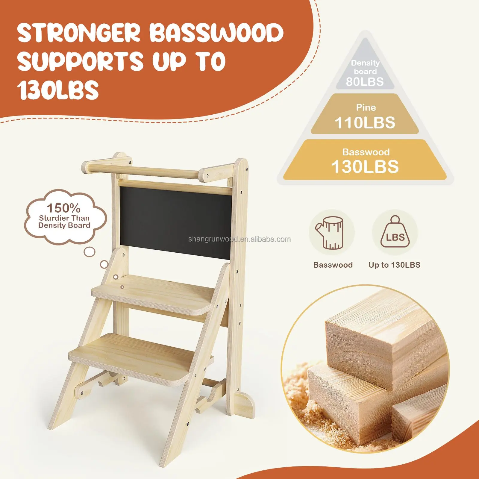 Kitchen Montessori Foldable Step Stool Kitchen Helper Stool Foldable Learning Tower Wooden Step Up Stools For Kids