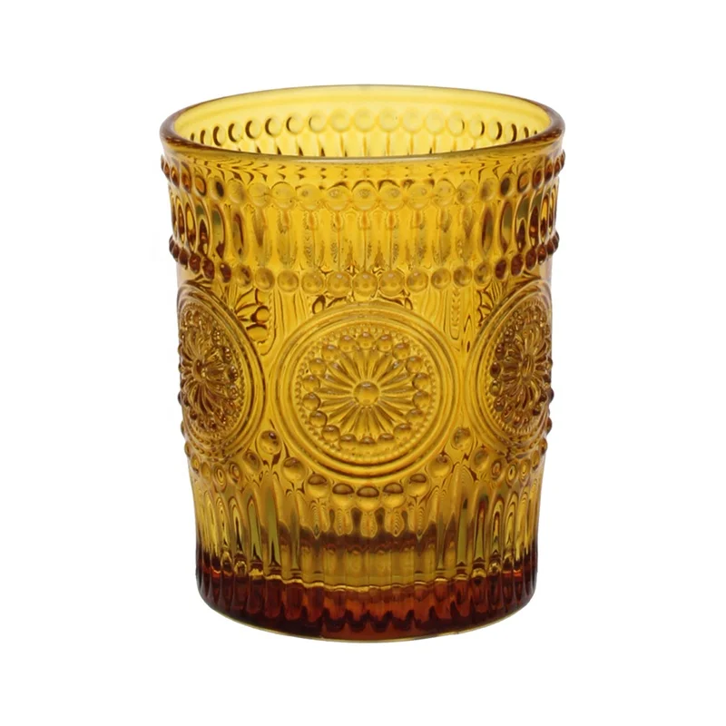 Telsen Colorful Vintage Sun Flower Low Drinking Water Juice Or Cold Water Drinks Cup Tumbler Glasses