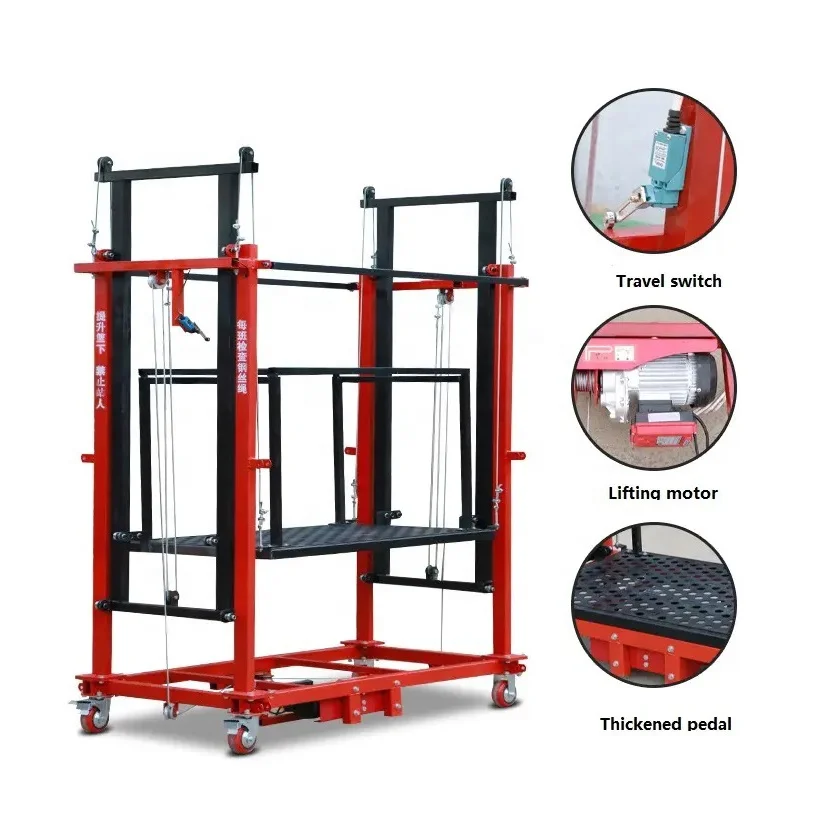 0.5 Ton 2-6 Meters Mobile Telescopic Frame Electric Lifting Ladder Scaffolding Platform For Construction