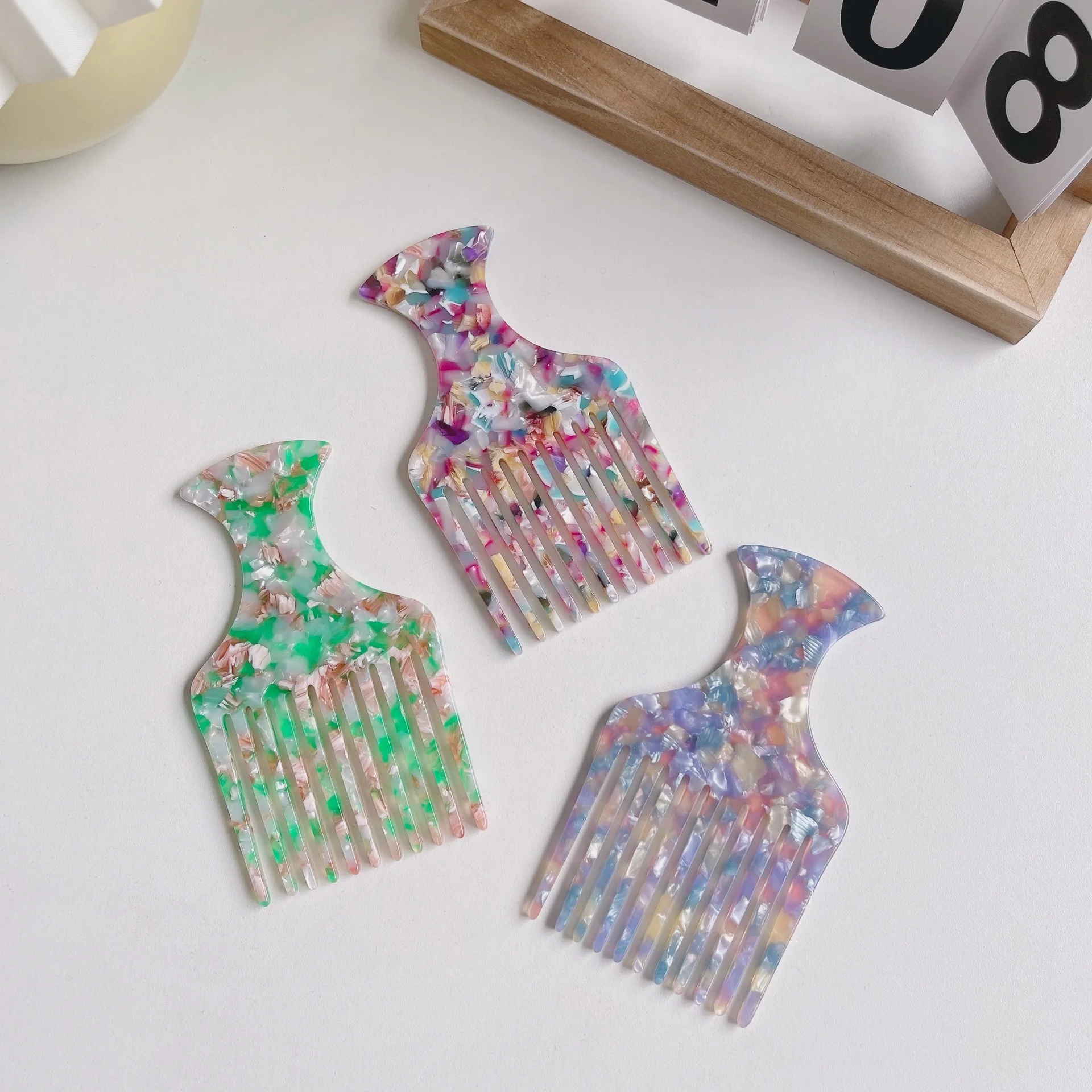 DRS Africa Textured Tortoiseshell Acetate Anti-Static Hair Afro Pick Comb