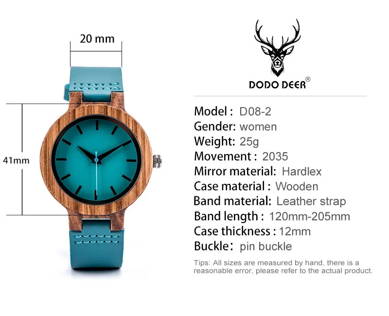 DODO DEER D08 blue wooden watch male couple cross-border e-commerce student wooden watch female creative gift watch