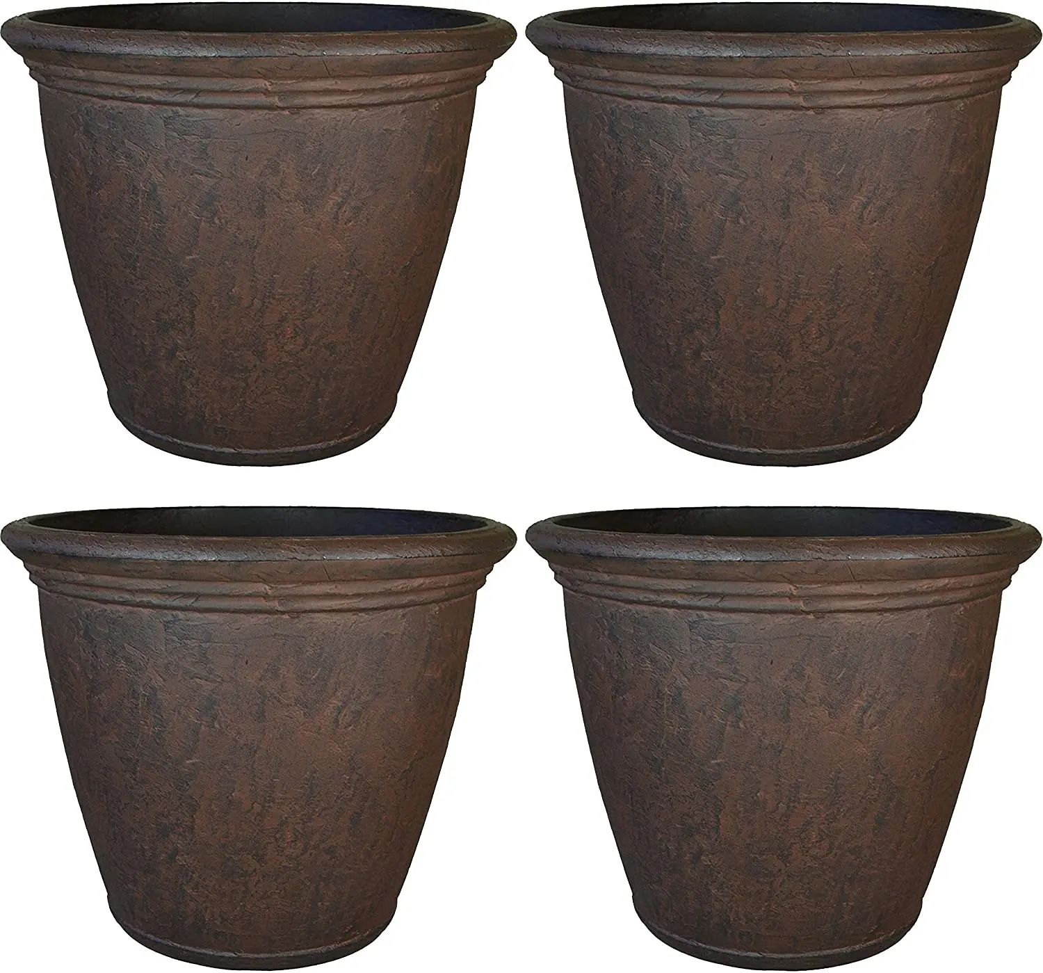 Flower Pot Planter Outdoor Indoor Unbreakable Double Walled Poly Resin With UV-Resistant Rust Finish