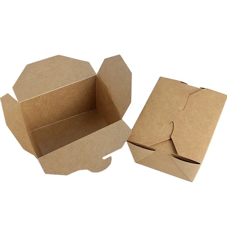 
Disposable kraft microwavable folded paper take-out container takeaway kraft lunch paper box from china source factory supplier 