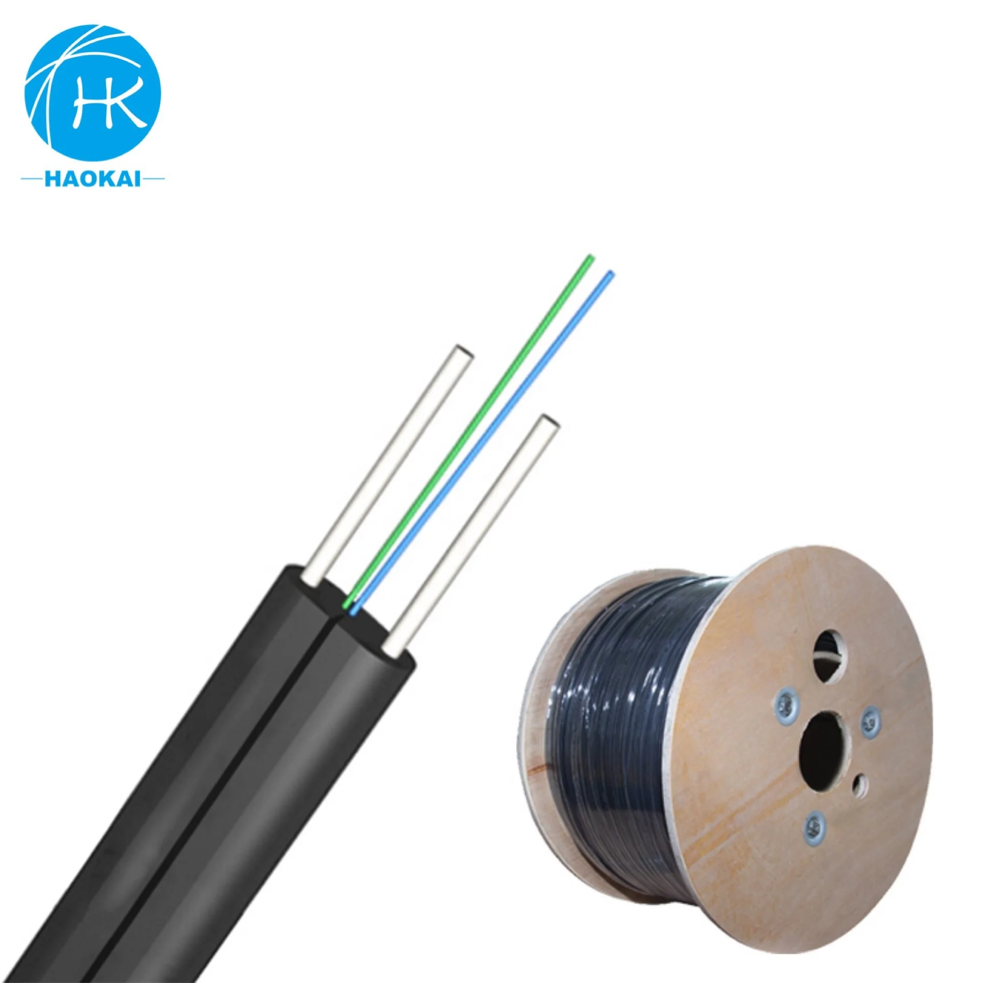 Single Mode G657a Flat Type Optical Drop Fiber Optic Cable Steel Wire FRP KFRP Custom Length FTTH LSZH PVC Price Per Meter GJXH