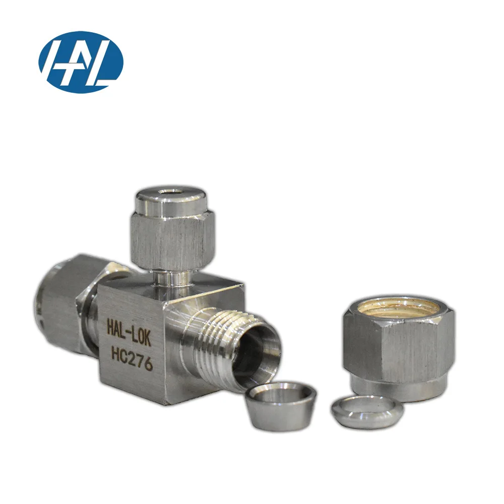 Alloy C276 Double Ferrule Tube Fittings Hastelloy C-276 Reducing Union Tee