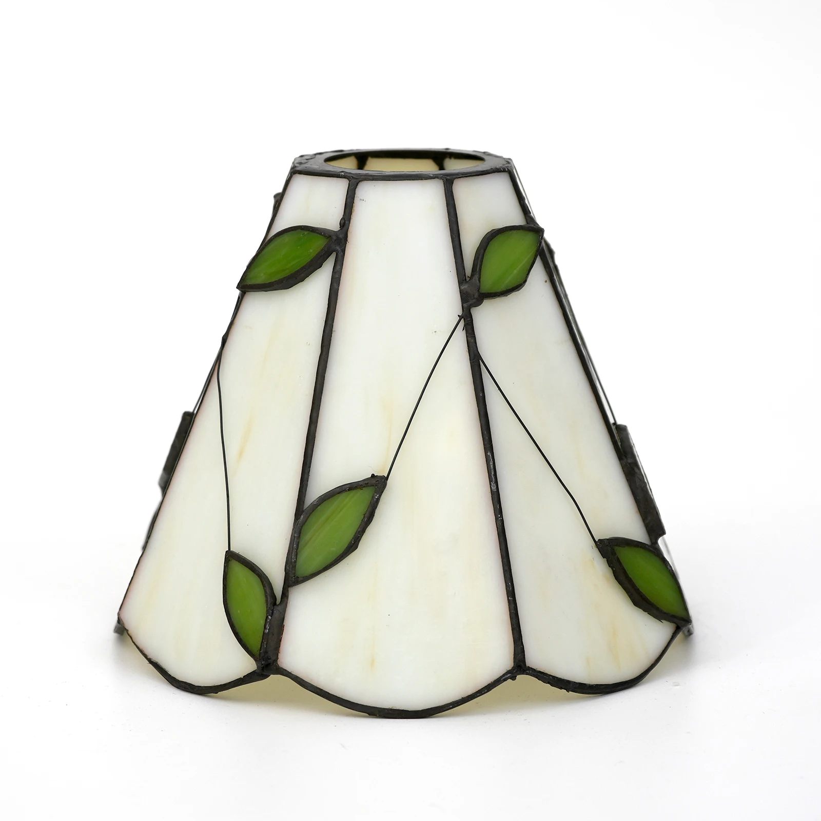 Tiffany Replacement Lampshade, Stained Glass Vintage White Blue Green Leaf Shade Cover Accessarioes For Chandelier, wall lamp