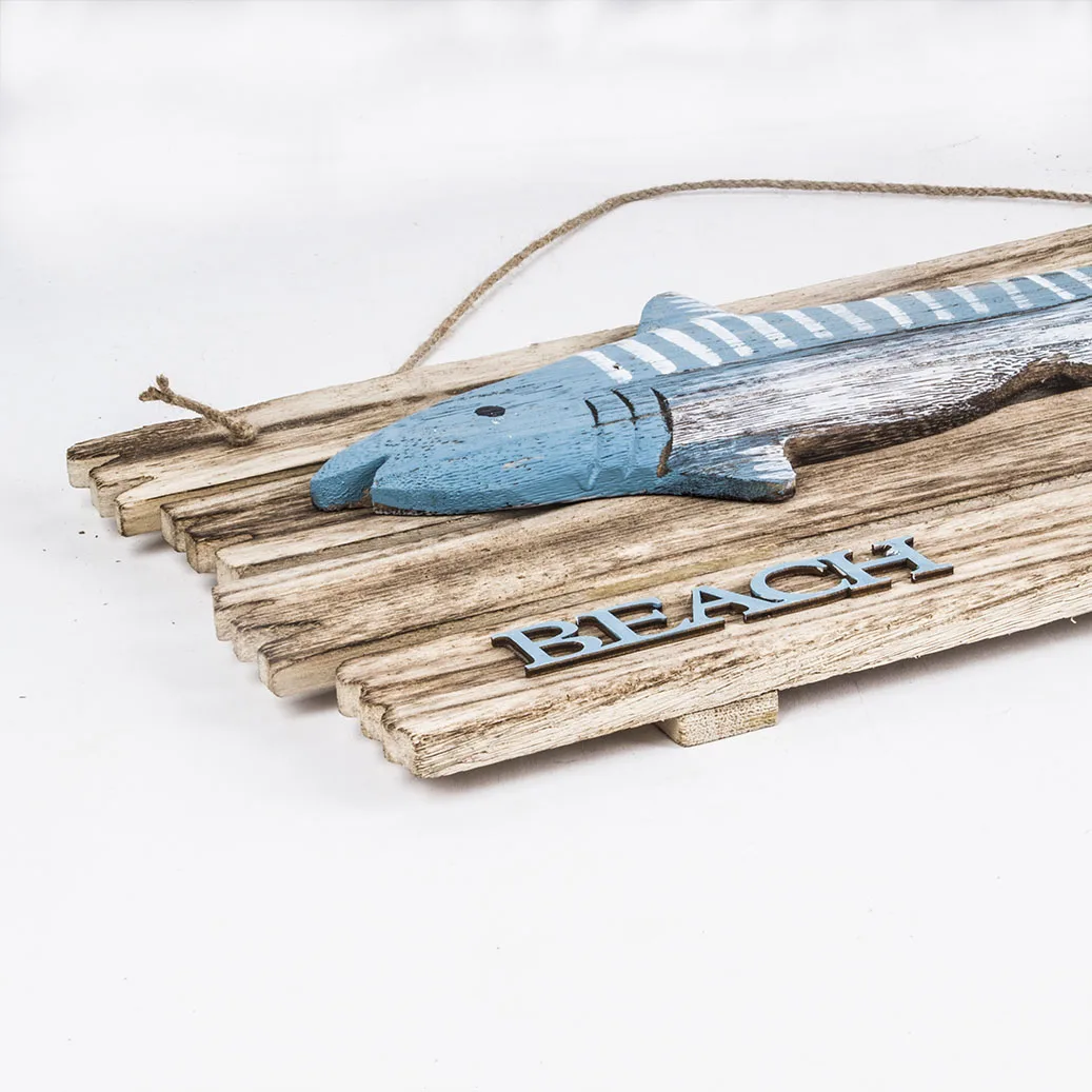 wooden crafts Beach Plaque Carved Paulownia Antique Fish Hanging Home Wall Decorative