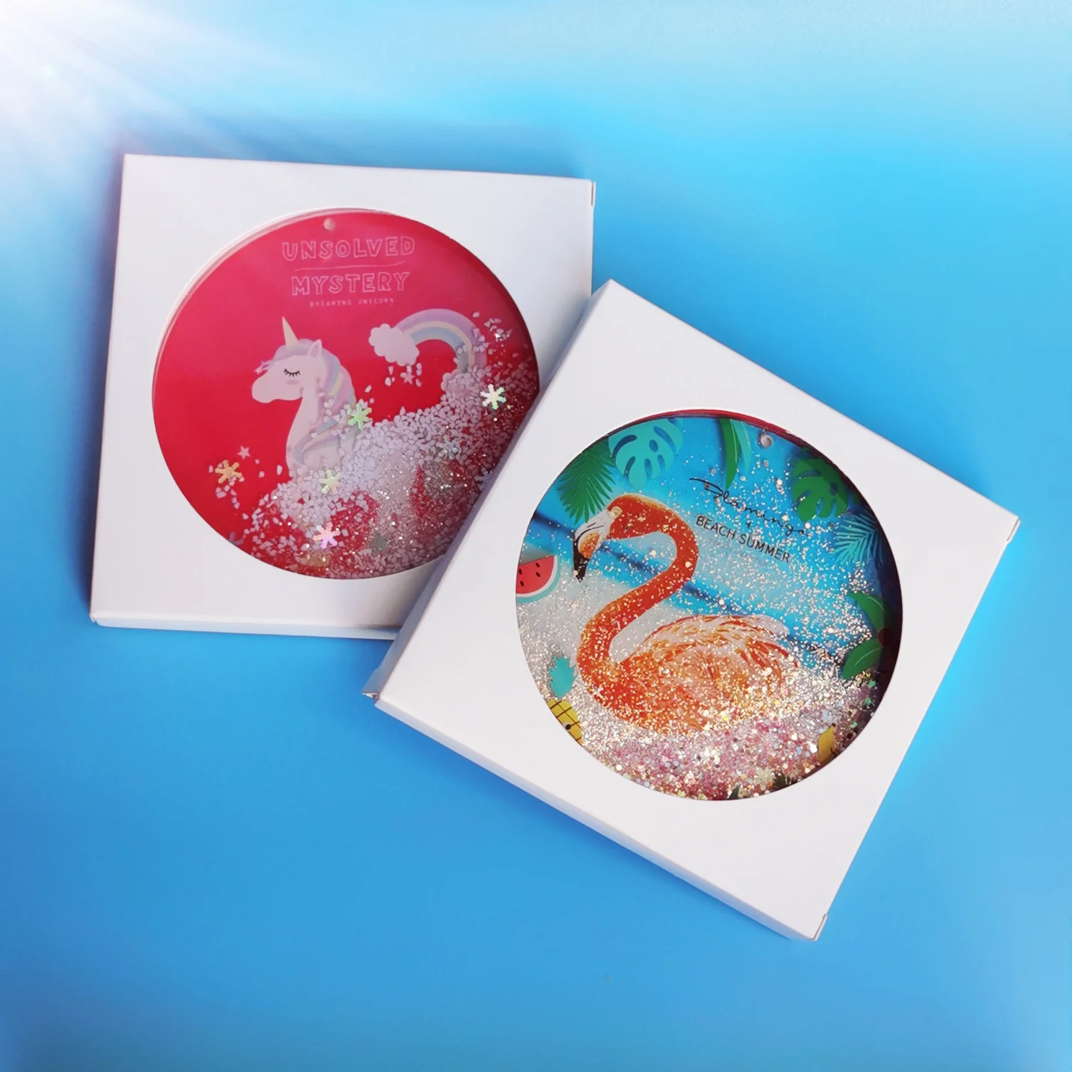 Luxury Liquid Glitter Acrylic Silicone Custom Table Christmas Drink Coffee Tea Cup Mug Coaster