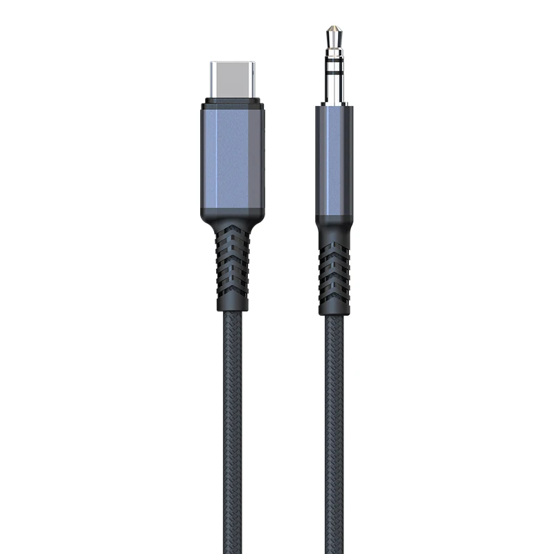 Custom factory Aluminum alloy nylon braid usb aux cable audio usb type c to 3.5mm  aux audio adapter