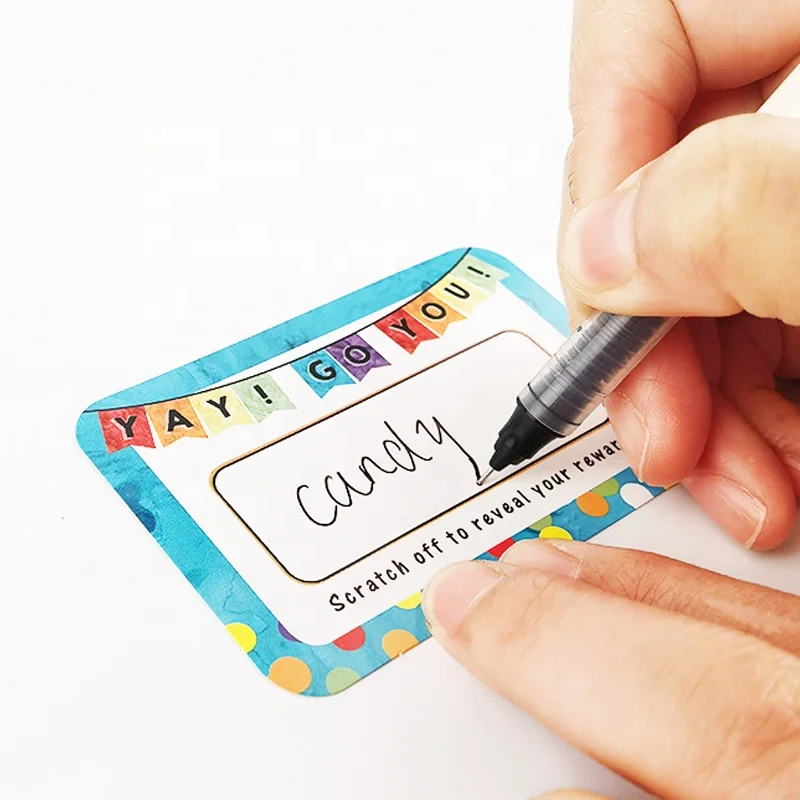DIY scratch off reward card sticker label for teacher students
