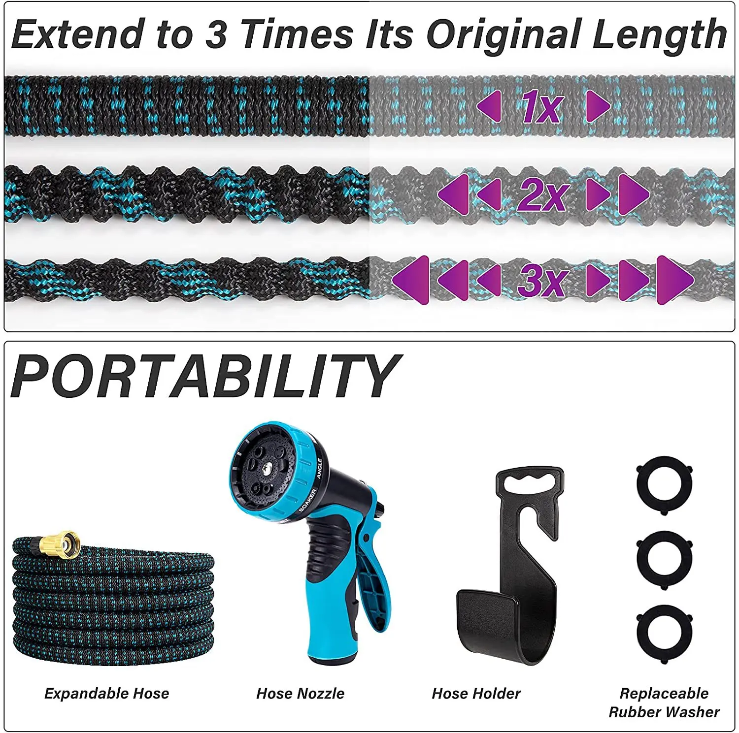 Garden magic telescopic hose set high-pressure car wash watering gun gardening hose garden hose